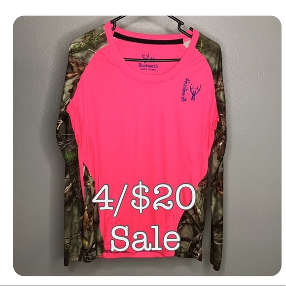 huntworth Tops - Huntworth Pink & Camo Hunting Athletic Shirt